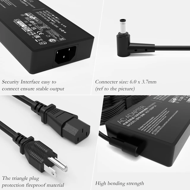 Alt view image 2 of 7 - 330W 20V 16.5A Charger Fit for Asus ROG Strix G16 G17 G18 Zephyrus Duo 16 Fit for Asus ROG Strix G16 G17 G18 G634JY G634JZ G733PZ G814JI G834JY zephyrus duo 16 gx650py gx650pz A21-330P1A A22-330P1A