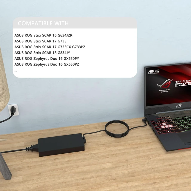 Alt view image 5 of 7 - 330W 20V 16.5A Charger Fit for Asus ROG Strix G16 G17 G18 Zephyrus Duo 16 Fit for Asus ROG Strix G16 G17 G18 G634JY G634JZ G733PZ G814JI G834JY zephyrus duo 16 gx650py gx650pz A21-330P1A A22-330P1A