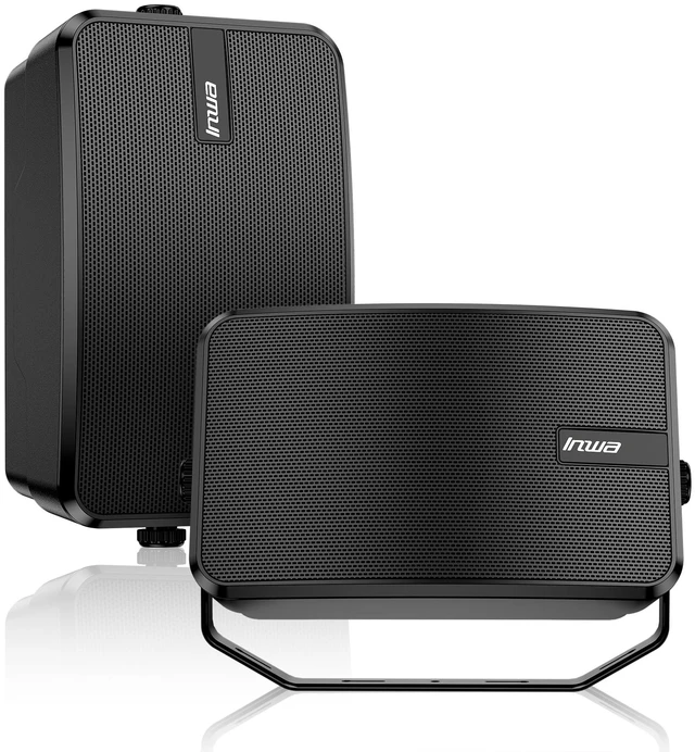 Main image of 4" Outdoor Passive Speakers, 40W Each Weatherproof Wall Mount Speaker, Wired PA System with Full-Range Sound, Includes Brackets for Pool, Patio, Garage & Indoor Use (Pair, Black)