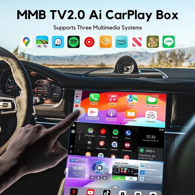 Alt view image 2 of 7 - Magic AI Box 3.0 Wireless CarPlay & Android Auto Adapter, Android 12 os, 4GB+32GB Multimedia Video Box Online YouTube/Netflix/Play Store/HDMI Out for OEM Wired Apple CarPlay Cars