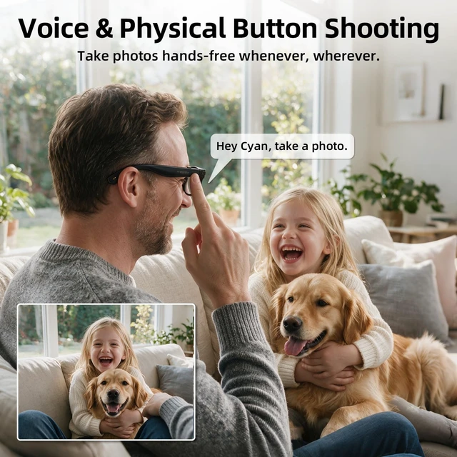 Alt view image 2 of 7 - Smart Glasses with Camera, Recording Glasses, Real-Time Translation AI Assistant Real-Time Translation, Object Recognition, Music & Calls, Voice Assistant,Black Clear Lenses