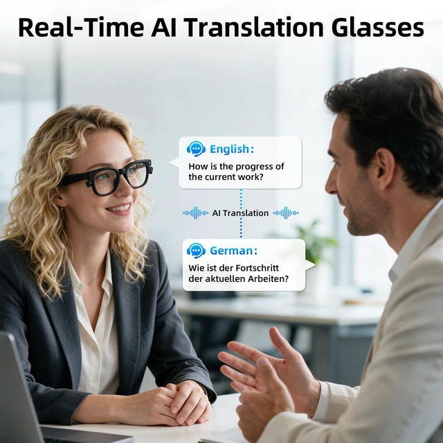 Alt view image 6 of 7 - Smart Glasses with Camera, Recording Glasses, Real-Time Translation AI Assistant Real-Time Translation, Object Recognition, Music & Calls, Voice Assistant,Black Clear Lenses