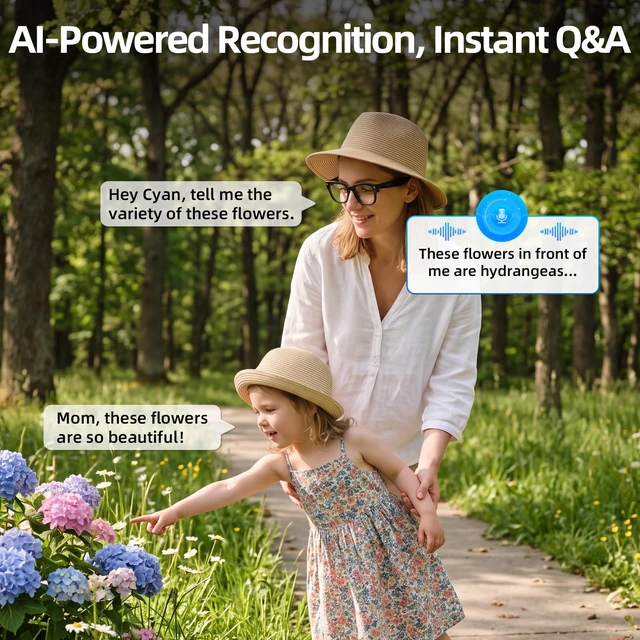 Alt view image 7 of 7 - Smart Glasses with Camera, Recording Glasses, Real-Time Translation AI Assistant Real-Time Translation, Object Recognition, Music & Calls, Voice Assistant,Black Clear Lenses