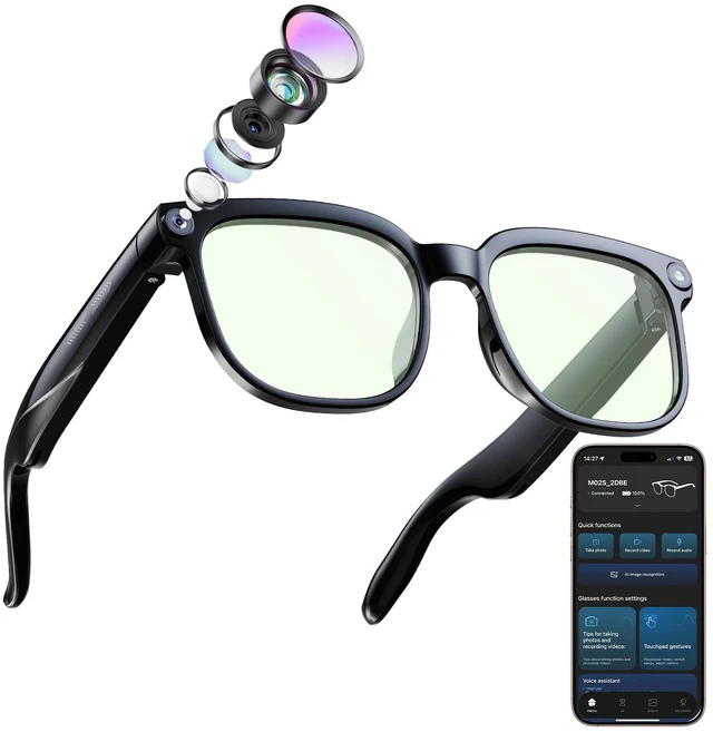 Main image of Smart Glasses with Camera, Bluetooth Music AI Glasses 800W HD Camera Glasses, 1080P Video Recording, Built-in ChatGPT Voice Assistant control for Men Women