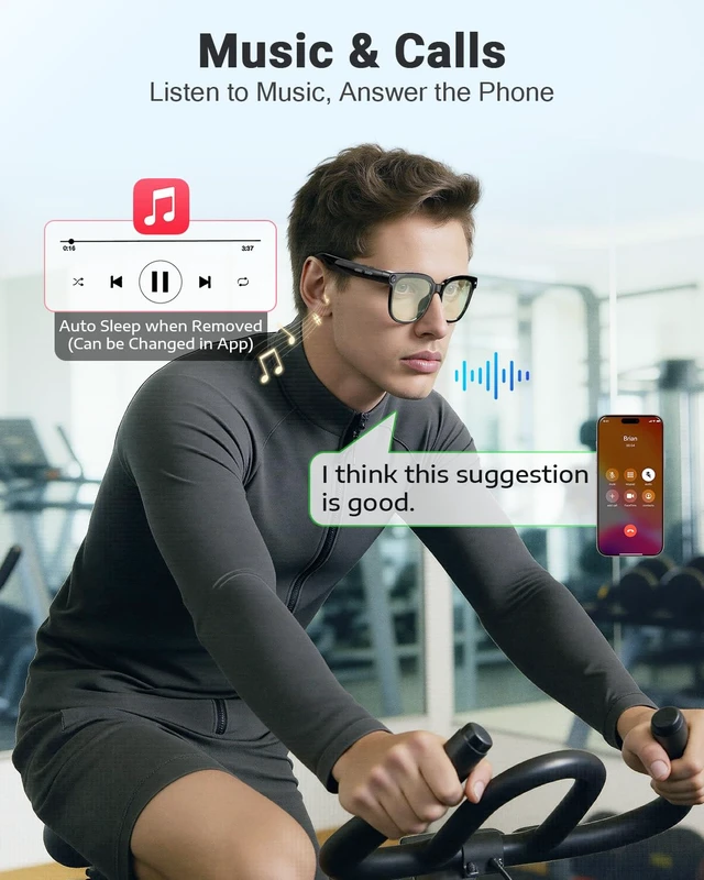 Alt view image 5 of 7 - Smart Glasses with Camera, Bluetooth Music AI Glasses 800W HD Camera Glasses, 1080P Video Recording, Built-in ChatGPT Voice Assistant control for Men Women