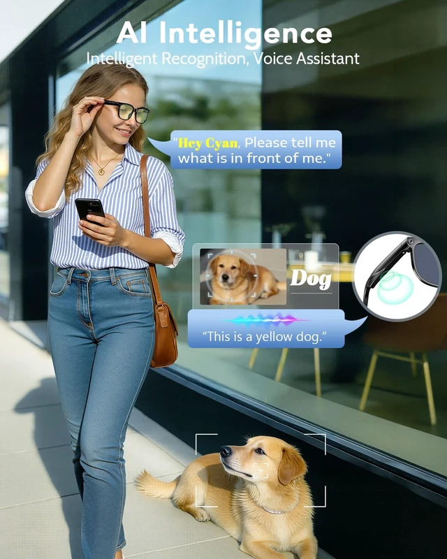 Alt view image 4 of 7 - Smart Glasses with Camera, Bluetooth Music AI Glasses 800W HD Camera Glasses, 1080P Video Recording, Built-in ChatGPT Voice Assistant control for Men Women