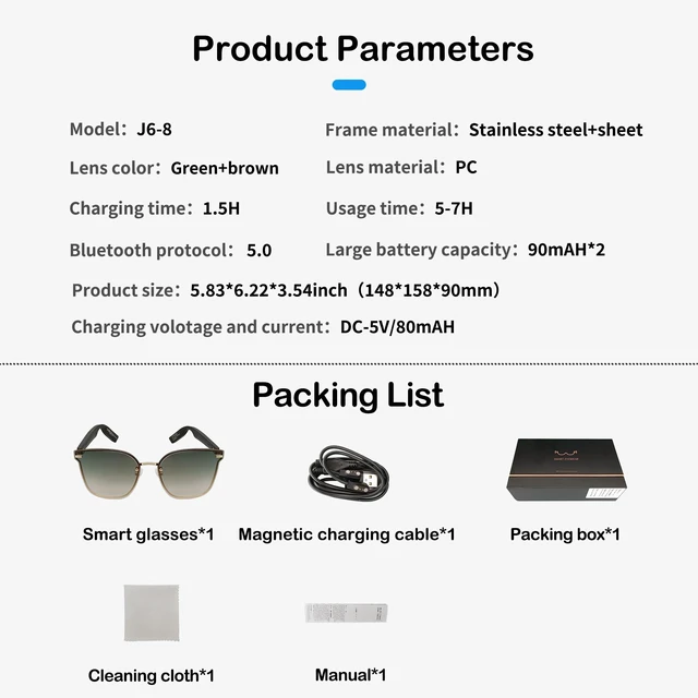 Alt view image 7 of 7 - Smart Audio Sunglasses Bluetooth UV Voice Control Outdoor Green Smart wireless bluetooth glasses, UV protection, Voice control, Unisex, For outdoor use, Audio sunglasses, Wireless, Green