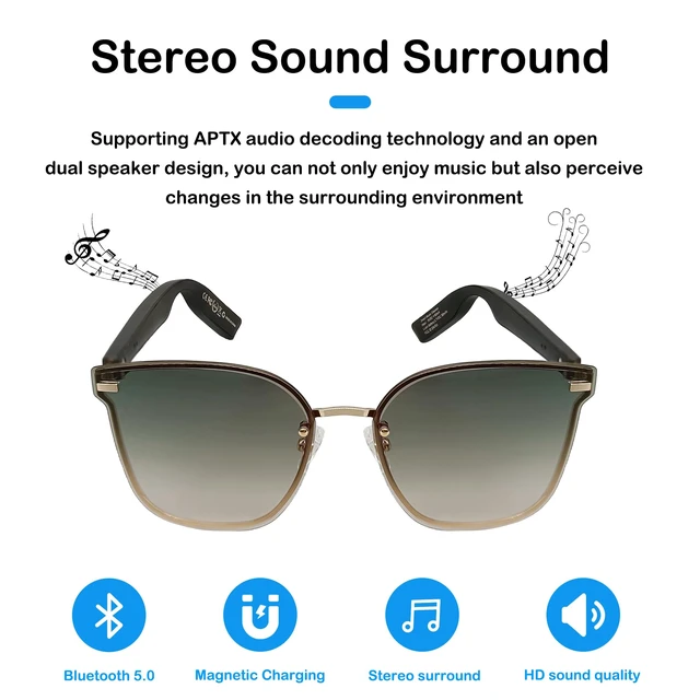 Alt view image 3 of 7 - Smart Audio Sunglasses Bluetooth UV Voice Control Outdoor Green Smart wireless bluetooth glasses, UV protection, Voice control, Unisex, For outdoor use, Audio sunglasses, Wireless, Green
