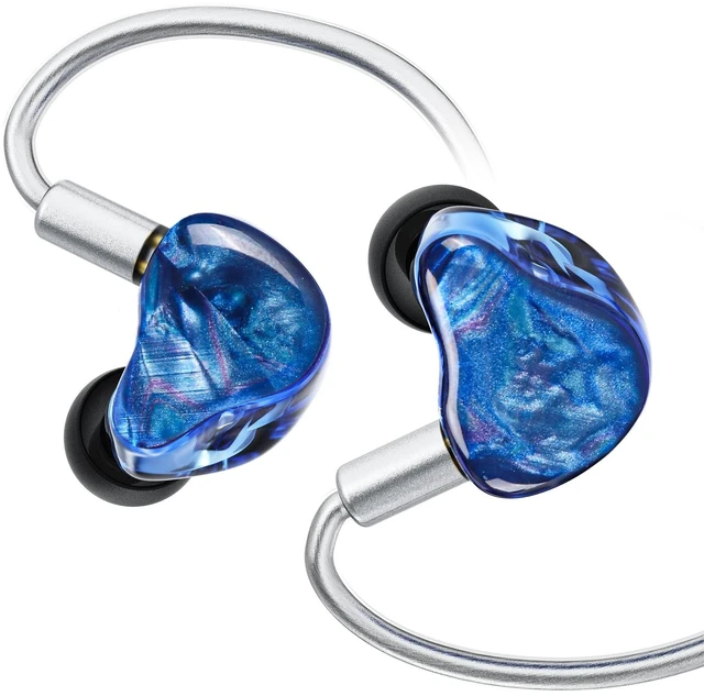 Main image of IEM Earbuds, Hi-Fi in-Ear Monitor Headphones with 10mm Dual-Chamber Dynamic Driver, 364-Core Silver-Plated OFC Wired Earphones, Handcrafted Resin Shell, No Mic, for Audiophile (Blue)