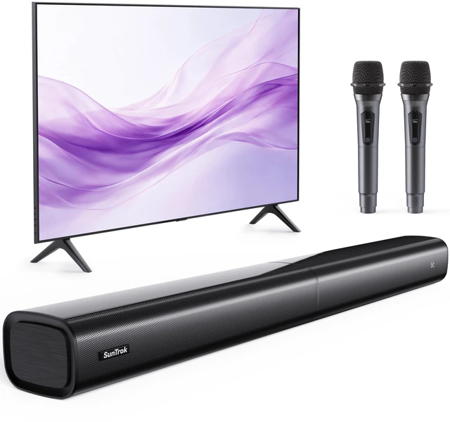Main image of Suntrok Sound Bar for TV,Surround Home Theater Speaker with 2 Wireless Mics Center-Channel Speaker with Bluetooth 5.3/HDMI ARC/OPT/AUX/USB for PC/Projector, 3 Sound Modes for Movie/Family Party