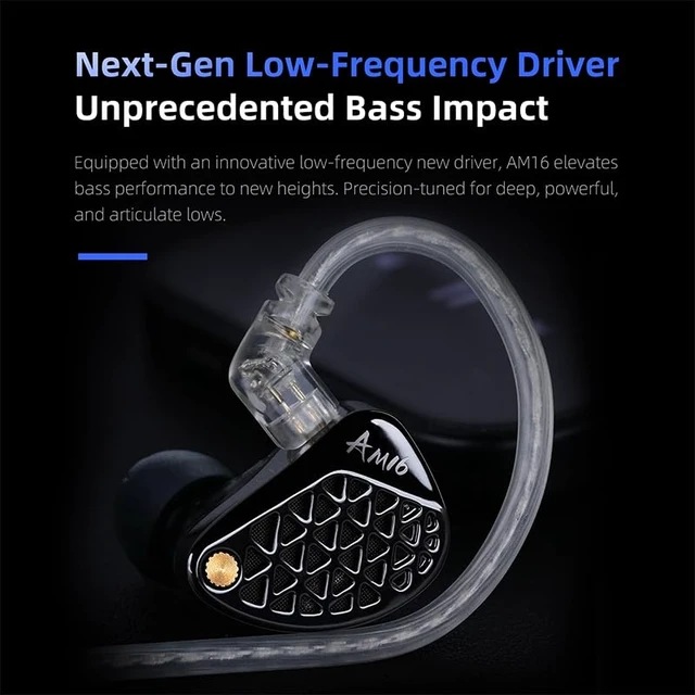 Alt view image 6 of 7 - KZ AM16 Professional HiFi Earphones 8-Unit Balanced Armature in-Ear Headphones with Powerful Bass and High Fidelity, Replaceable Cable Earbuds (Without Mic, Balanced Tuning Edition)