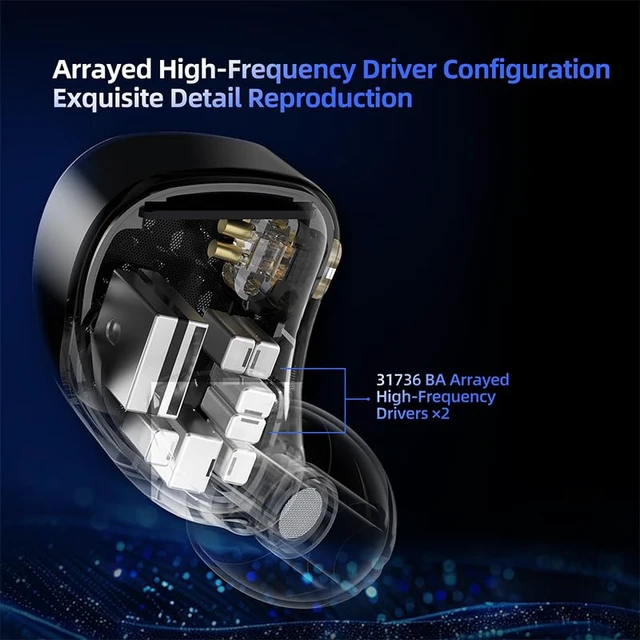 Alt view image 7 of 7 - KZ AM16 Professional HiFi Earphones 8-Unit Balanced Armature in-Ear Headphones with Powerful Bass and High Fidelity, Replaceable Cable Earbuds (Without Mic, Balanced Tuning Edition)