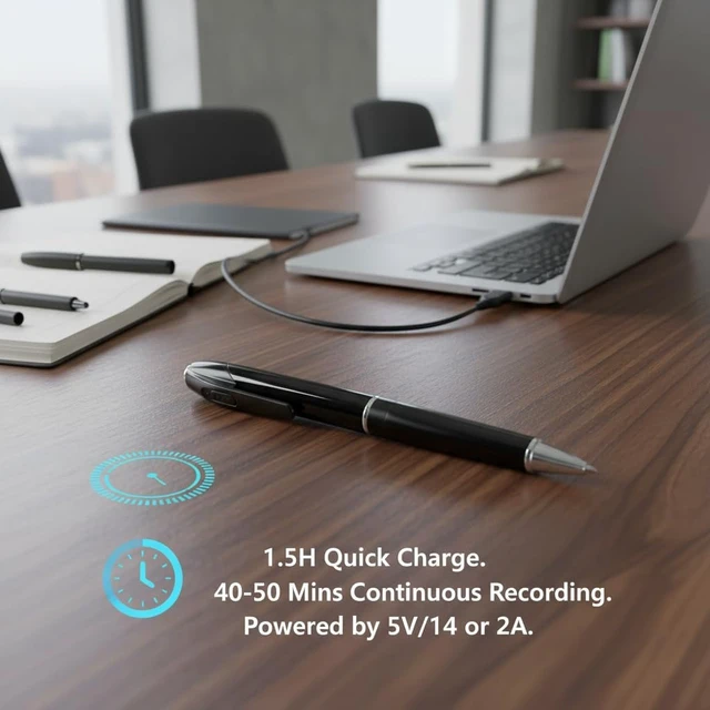 Alt view image 5 of 7 - 32GB Voice Recorder Pen, Digital Audio Recorder for Lectures, Meetings & Interviews, One-Button Recording, USB Transfer, Includes 3 Ink Refills