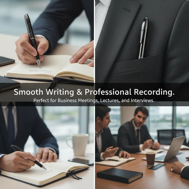Alt view image 4 of 7 - 32GB Voice Recorder Pen, Digital Audio Recorder for Lectures, Meetings & Interviews, One-Button Recording, USB Transfer, Includes 3 Ink Refills