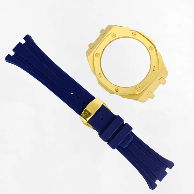 Alt view image 3 of 6 - Ga2100 Watch Modify Case Band Mod Kit,Gold Plated Stainless Steel Bezel Case Silicone Strap Band Compatible With Casio G shock Ga2100 Ga2110 GAB2100