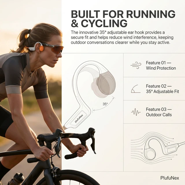 Alt view image 3 of 7 - Open Ear Headphones for Running, Cycling & Sports, Bluetooth 6.0 Wireless Headphones with 13H Playtime, IP68 Sweatproof Design, Lightweight 32g Sport Headphones for Gym, Workout & Outdoor Adventure