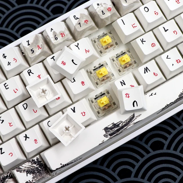 Alt view image 2 of 7 - GK68 68-Key RGB Backlit Gaming Keyboard with Plum Blossom Keycaps, Hot Swappable Yellow Mechinery Switches, Wired and Wireless with Knob Mechanical Keyboard for Win/Mac OS