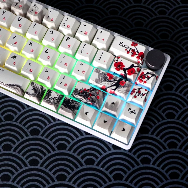 Alt view image 4 of 7 - GK68 68-Key RGB Backlit Gaming Keyboard with Plum Blossom Keycaps, Hot Swappable Yellow Mechinery Switches, Wired and Wireless with Knob Mechanical Keyboard for Win/Mac OS