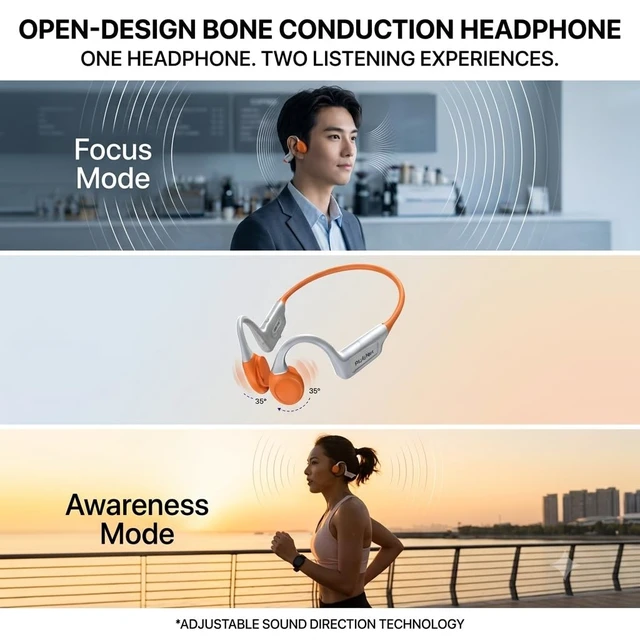 Alt view image 6 of 7 - Open Ear Headphones for Running, Cycling & Sports, Bluetooth 6.0 Wireless Headphones with 13H Playtime, IP68 Sweatproof Design, Lightweight 32g Sport Headphones for Gym, Workout & Outdoor Adventure