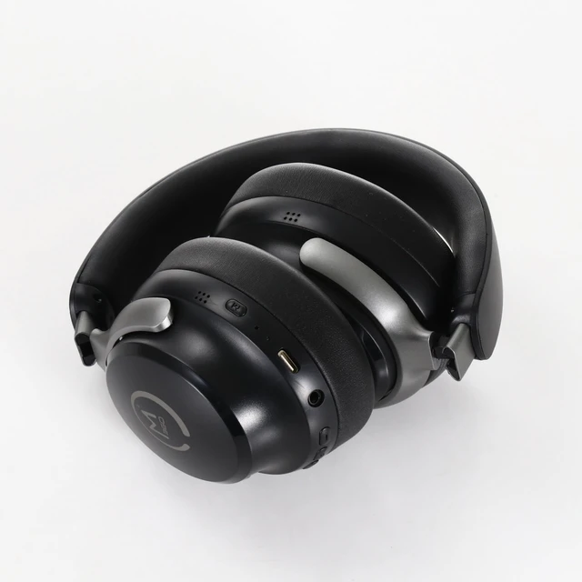 Alt view image 4 of 5 - Aspire ANC Wireless Noise Canceling Headphones - Bluetooth Headset with Microphone - Black/Silver - HP8550ANC for Work, Travel and Home