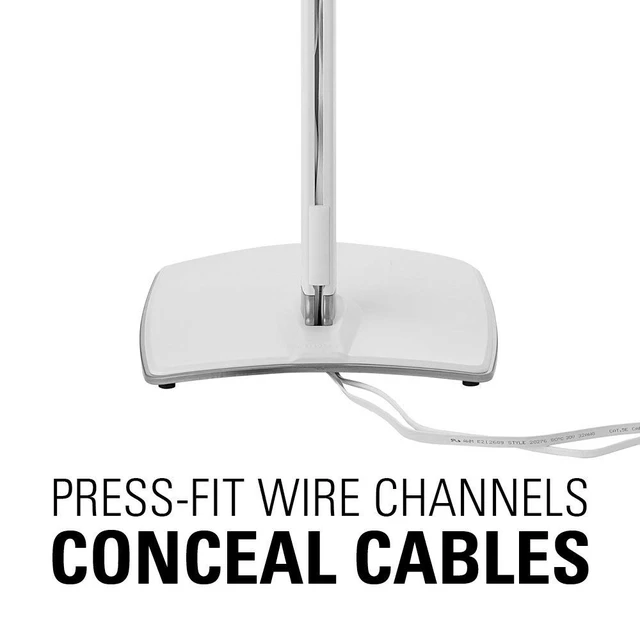 Alt view image 5 of 7 - Adjustable Height Wireless Speaker Stands Designed for SONOS ONE, ONE SL, Play:1, and Play:3 - Tool-Free Height Adjust Up to 16" with Built in Cable Management - Single White