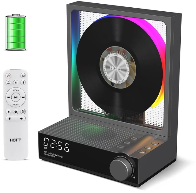 Main image of Retro Portable CD Player Bluetooth 5.3 CD Players for Home,Music Player with HiFi Speaker,Recheageable 4000mAh, Optical Fiber Version/FT/AUX Desktop CD Players(Gray)