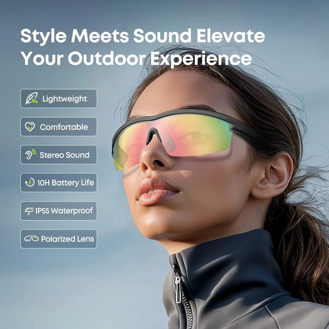 Alt view image 5 of 7 - AirNova Sport Audio Sunglasses, Polarized UV400, Bluetooth Headphones