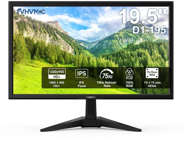Main image of 19.5in 1600x900 75Hz Professional Office Monitor IPS Computer Monitor, 100% sRGB, 178° Wide Viewing Angle, VGA, HDMI, VESA Mountable, Tilt Adjust