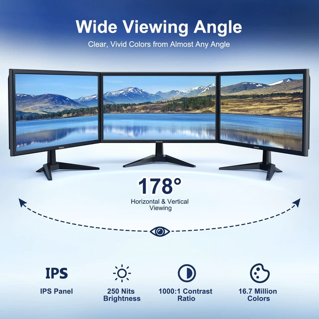 Alt view image 5 of 7 - 19.5in 1440x900 75Hz Professional Office Monitor Frameless IPS Computer Monitor, 16:10, 100% sRGB, 178° Wide Viewing Angle, VGA, HDMI, DC, VESA Mountable, Tilt Adjust
