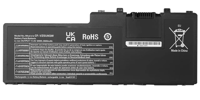 Alt view image 6 of 7 - CF-VZSU0QW CF-20 CF20 Battery Replacement for Panasonic ToughBook Toughpad FZ-A2 Mk1 Tablet PC XP CF-VZSU0QJS CF-VZSU0QK CF-VZSU0QR CF-VEK20 11.4V 2600mAh 30Wh