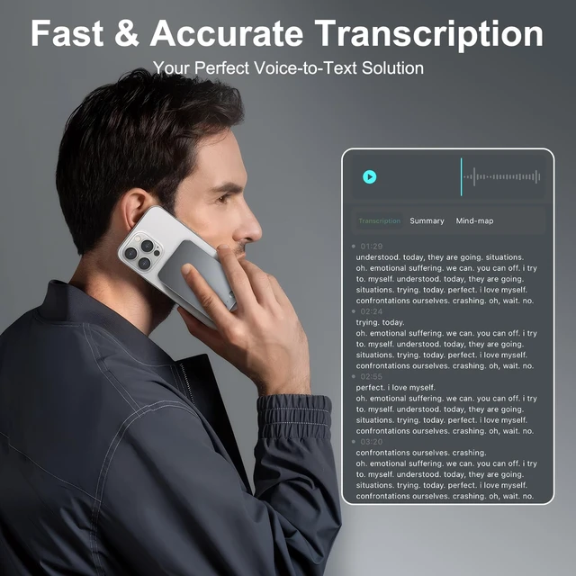 Alt view image 2 of 7 - AI Voice Recorder with Transcribe,Mind Mapping,AI Summary,Ask AI Voice Recorder with App Support 113 Languages,Ultra-Slim Audio Recorder for Lectures,Phone Calls,Meetings,Interviews Etc
