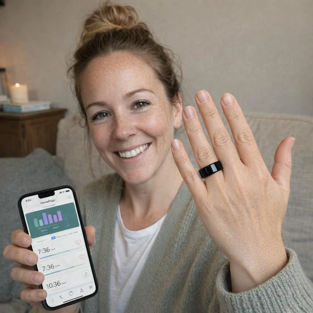 Alt view image 7 of 7 - Smart Ring for Women Men - Heart Rate Sleep Tracker, 5ATM Water Resistant, Gesture Control, Charging Case, Bluetooth 5.2, Black, Size 8