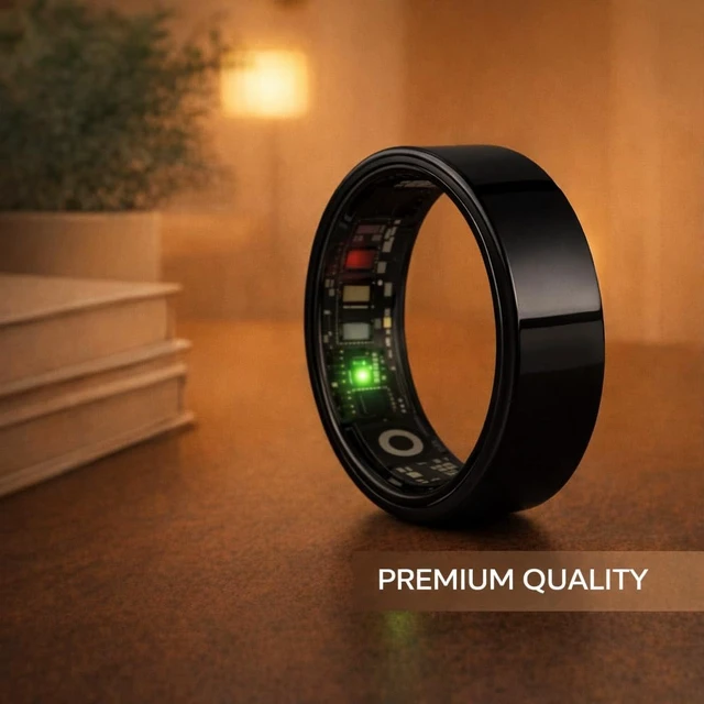 Alt view image 5 of 7 - Smart Ring for Women Men - Heart Rate Sleep Tracker, 5ATM Water Resistant, Gesture Control, Charging Case, Bluetooth 5.2, Black, Size 8