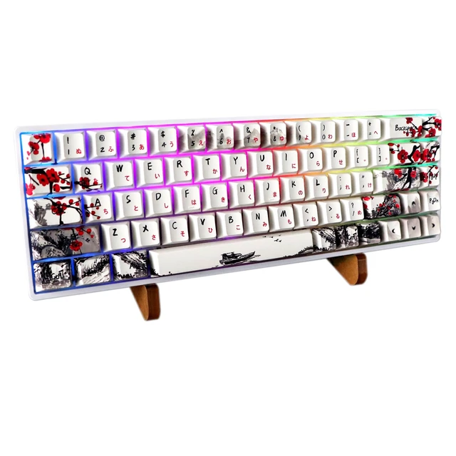 Alt view image 4 of 7 - GK68 68-Key RGB Backlit Gaming Keyboard with Plum Blossom Keycaps, Hot Swappable Yellow Mechinery Switches, Type C Wired Mechanical Keyboard for Win/Mac OS