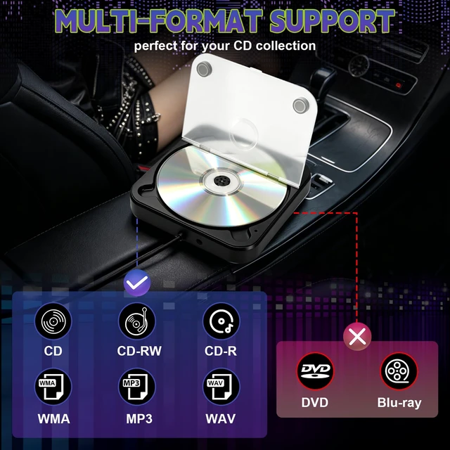 Alt view image 6 of 7 - Portable CD Player for Car, External Car CD Player with USB/AUX Port Plug & Play CD Player for Car, Anti-Skip, Shockproof, USB & AUX Compatible, Works with Car Stereo/Laptop/Desktop/TV