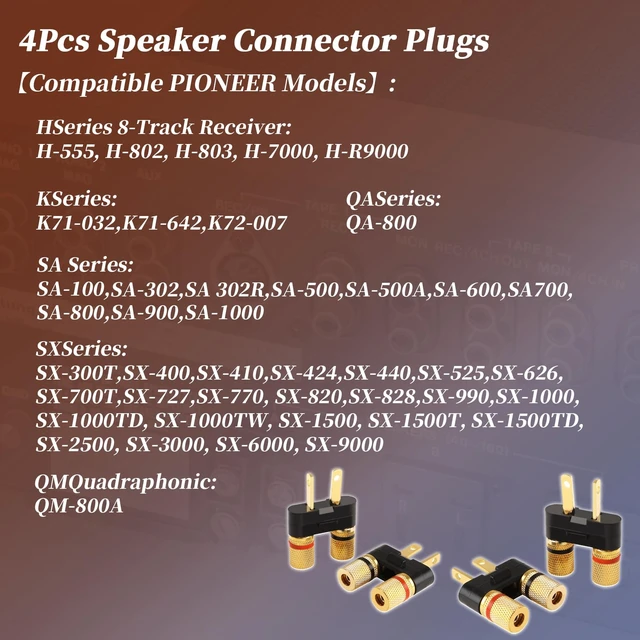 Alt view image 2 of 7 - 4Pcs Vintage Receiver Speaker Banana Jack Plug Connectors Fit for Pioneer Speaker SX-626 727 820 828 990 6000,Dual Connection Design,Speaker Wire Or Standard 4mm Banana Plugs (4)