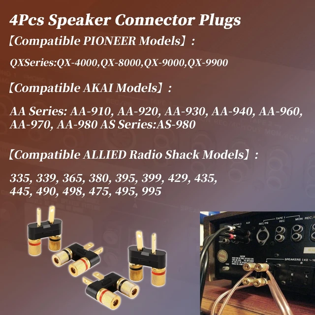 Alt view image 3 of 7 - 4Pcs Vintage Receiver Speaker Banana Jack Plug Connectors Fit for Pioneer Speaker SX-626 727 820 828 990 6000,Dual Connection Design,Speaker Wire Or Standard 4mm Banana Plugs (4)