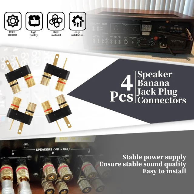Alt view image 4 of 7 - 4Pcs Vintage Receiver Speaker Banana Jack Plug Connectors Fit for Pioneer Speaker SX-626 727 820 828 990 6000,Dual Connection Design,Speaker Wire Or Standard 4mm Banana Plugs (4)