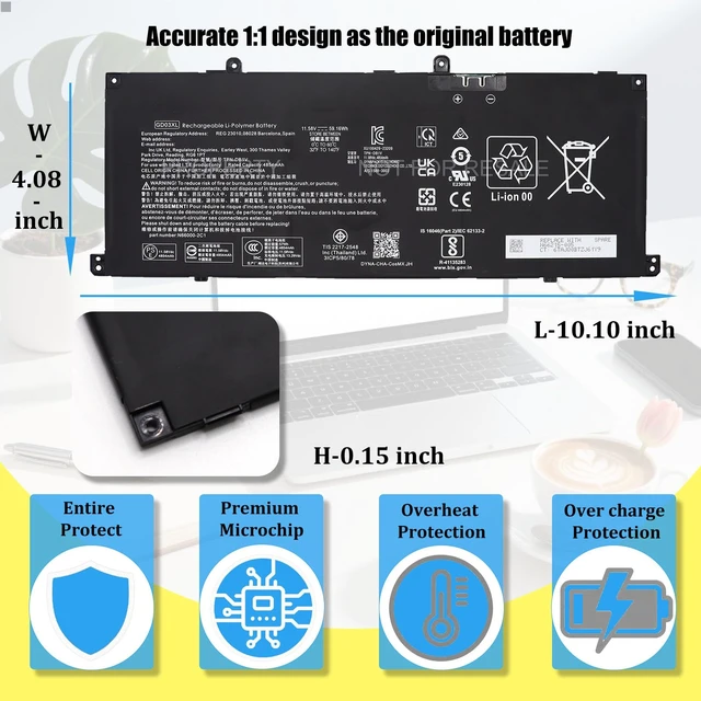 Alt view image 5 of 7 - GD03XL N66215-005 Battery Replacement for HP Envy x360 14 2-in-1 14-fa0000 EliteBook Ultra G1q OmniBook X 14 Series, Laptop Battery GD03059XL N66000-1E1 N66000-AC1, 59.16Wh