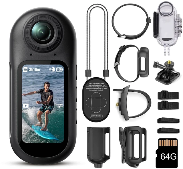 Main image of 4K Mini Thumb Action Camera with Memory Card, Wearable POV Body Cam 1.5" Screen,Waterproof case,Magnetic & Clip Mount,Sports Camera for Work,Motorcycle, Hiking, Swimming, Travel, Vlogging,64G