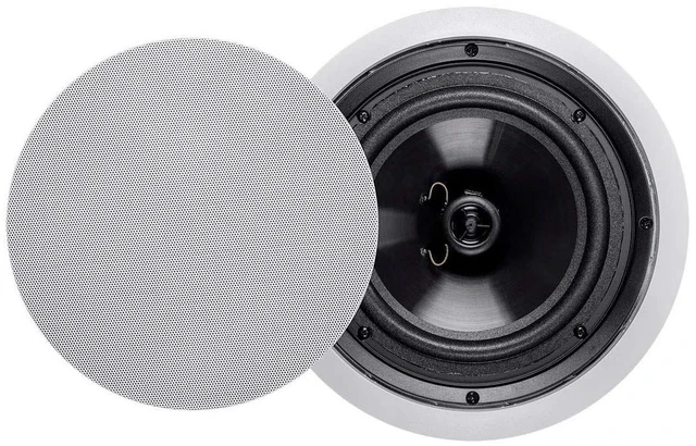 Main image of 2-Way Polypropylene Ceiling Speakers - 8 Inch, Pair, with Paintable Grille, 100 Watt Peak Power - Aria Series