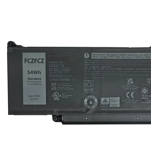 Alt view image 2 of 5 - DR02P Battery Replacement for Dell Latitude 5440 5450 5540 5550 Precision 3480 3490 3580 3590 Series 803W6 0803W6 2X1V9 02X1V9 54Wh 4623mAh 11.4V 3-Cells
