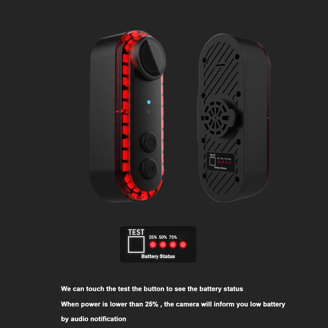 Alt view image 4 of 7 - Bike Camera with Taillight APP Control, 1080P HD 150° Wide Angle Bike Rear View Camera, IPX6 Water Proof 3500mah USB C Rechargeable Tail Light (16GB)