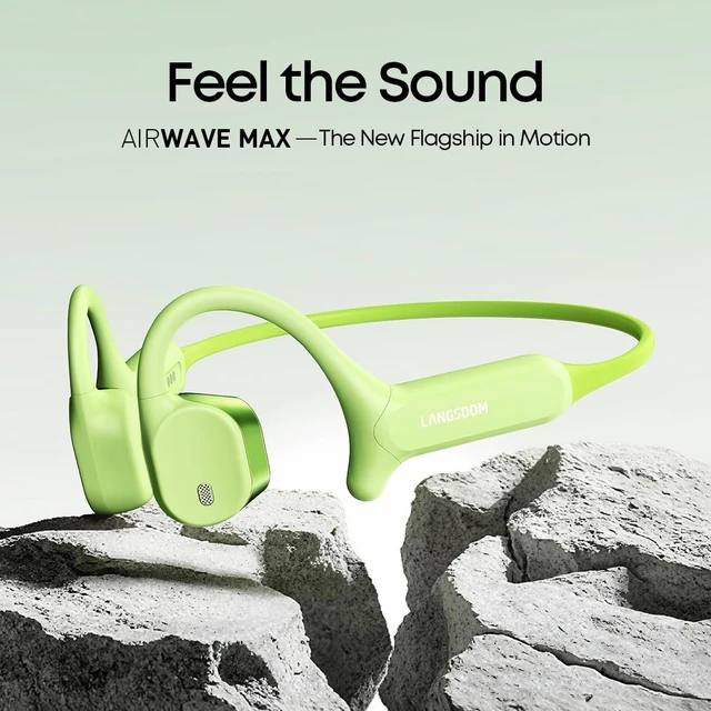 Alt view image 2 of 7 - AirWave Max Open-Ear Headphones for Running, IP67 Waterproof, 17H Playtime, App EQ Control, Lightweight Secure Fit (Avocado Green, STD)