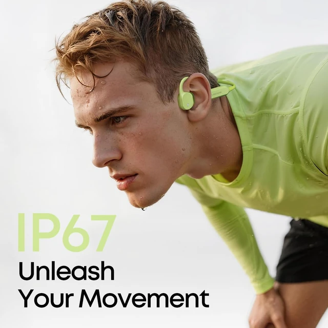 Alt view image 4 of 7 - AirWave Max Open-Ear Headphones for Running, IP67 Waterproof, 17H Playtime, App EQ Control, Lightweight Secure Fit (Avocado Green, STD)