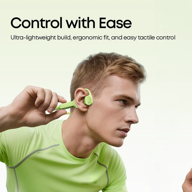 Alt view image 5 of 7 - AirWave Max Open-Ear Headphones for Running, IP67 Waterproof, 17H Playtime, App EQ Control, Lightweight Secure Fit (Avocado Green, STD)