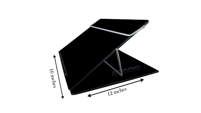 Alt view image 2 of 6 - Table Top Elevator, Height Adjustable in-Line Document Holder Ergonomic Slanted Writing and Reading Stand for Desktop (Black Smoke, 12 x 16 inch) (Black, Small)
