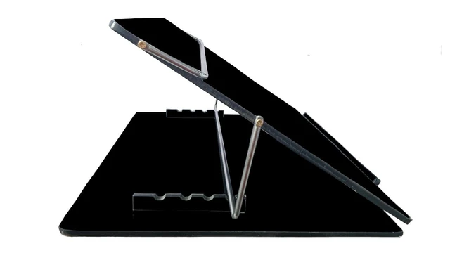 Alt view image 4 of 6 - Table Top Elevator, Height Adjustable in-Line Document Holder Ergonomic Slanted Writing and Reading Stand for Desktop (Black Smoke, 12 x 16 inch) (Black, Small)