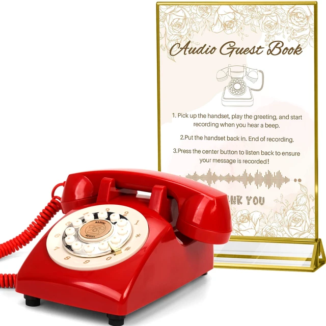 Main image of Audio Guest Book Wedding Phone,32GB Memory,Red signB Customized Audio Messages, Volume Adjustable, with Message Replay Feature, Suitable for All Kinds of Party