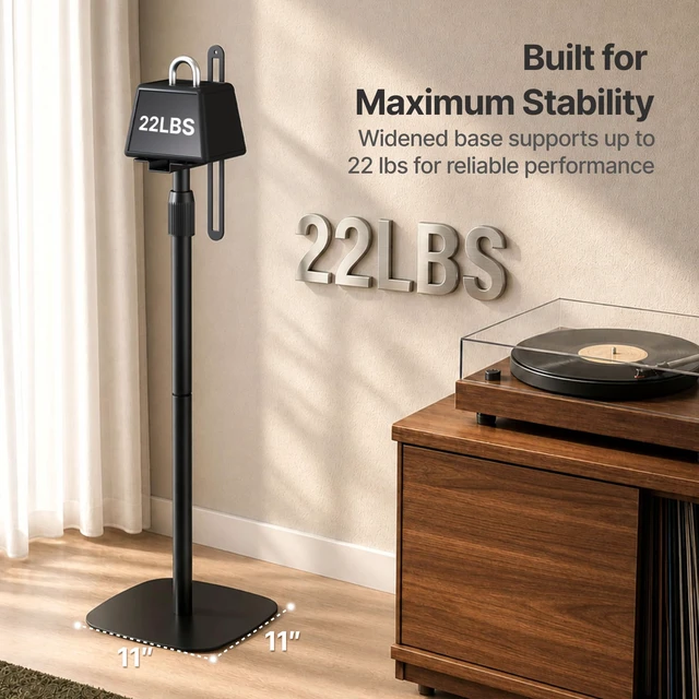 Alt view image 4 of 7 - 32.2-42 inch Speaker Stands for Bookshelf Speakers, Hold 22lbs, 1 Pair Fits Speakers 4.87.1 Deep, 1.512.2 Tall, Dual Cable Management, 2 Mounting Options for Keyhole & Round Holes